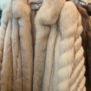 Saga Furs Cream and Brown Leather Jacket